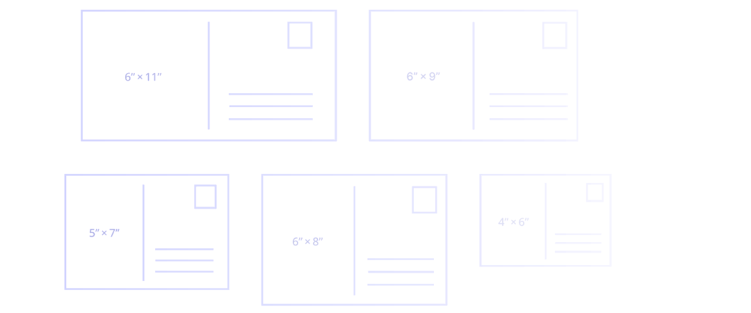 Different postcard sizes used in direct mail campaigns